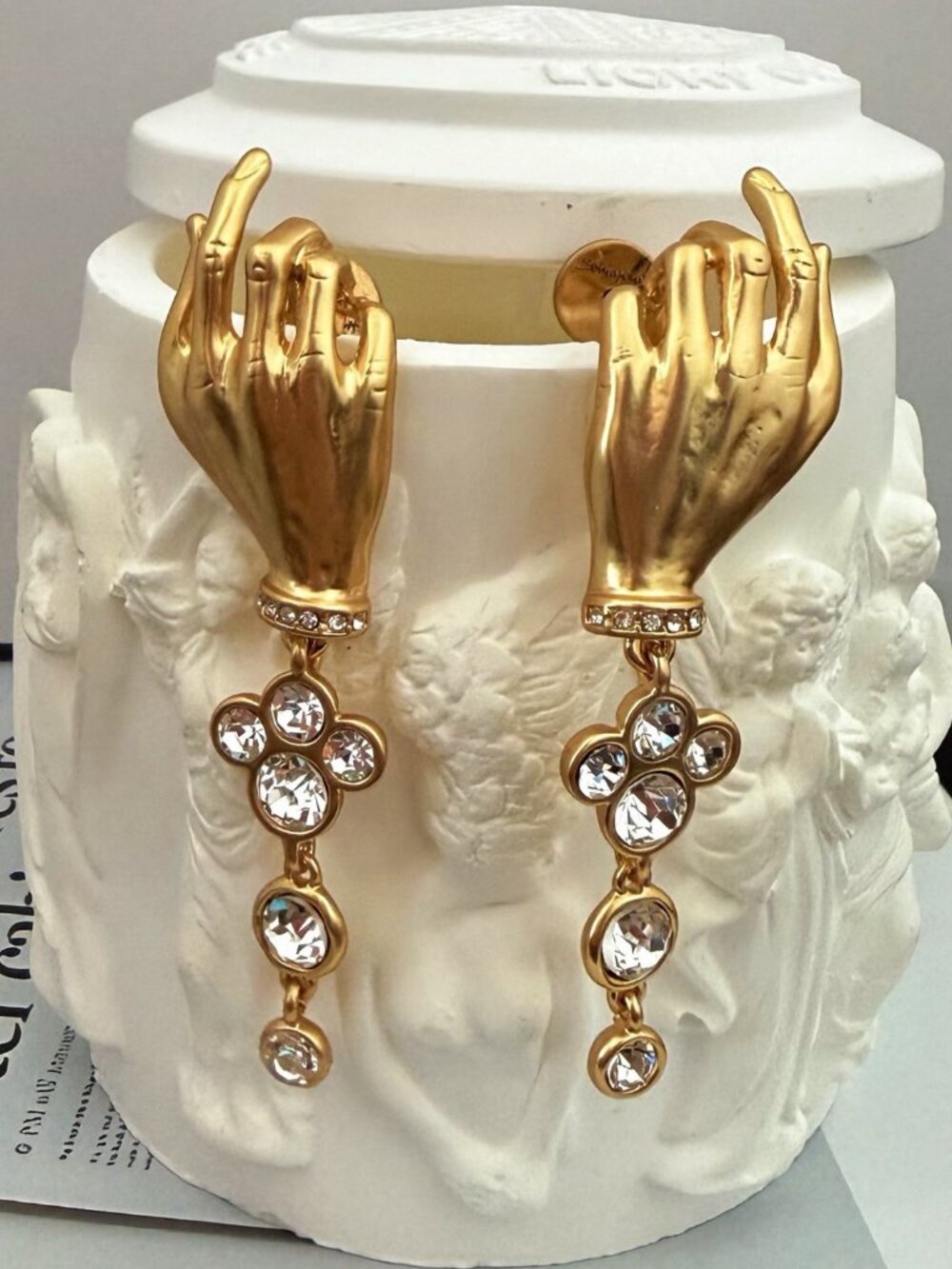 Schiaparelli Gold Plating Hand Earrings